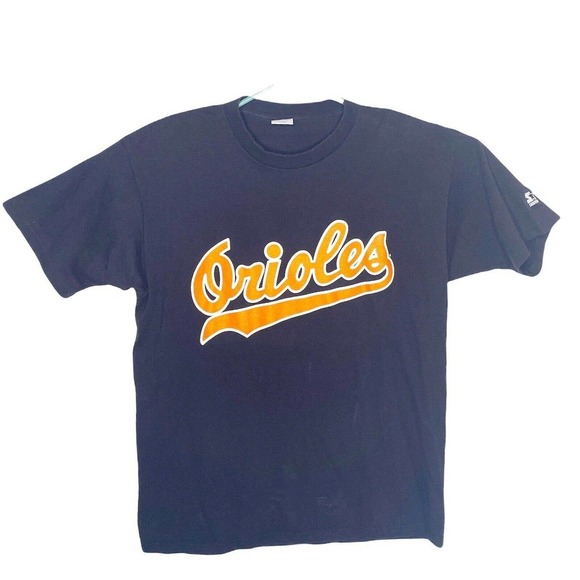 Cal Ripken Baltimore Orioles Vtg Starter Jersey T Shirt 8 Black Mens Large - Picture 1 of 11